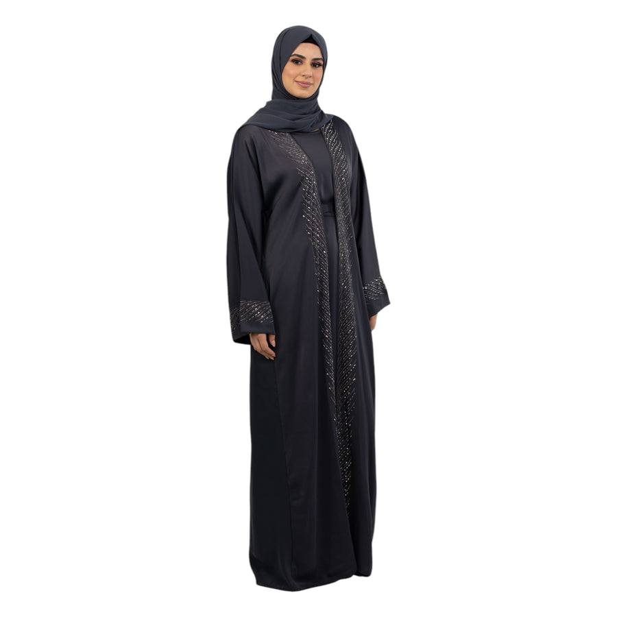 Dark Grey Embellished Kimono Set ASL-635-35