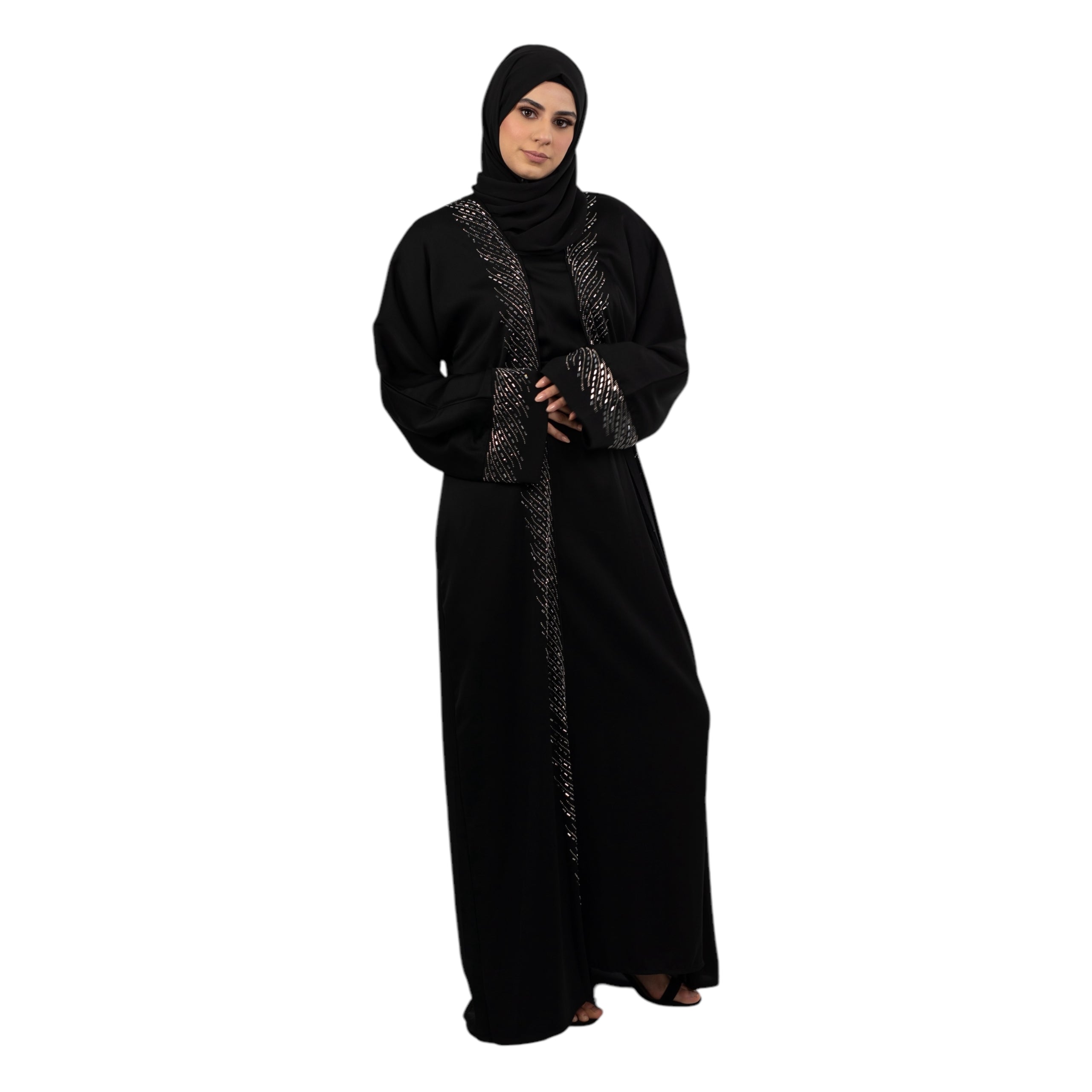 Black Embellished Kimono Set ASL-635-1