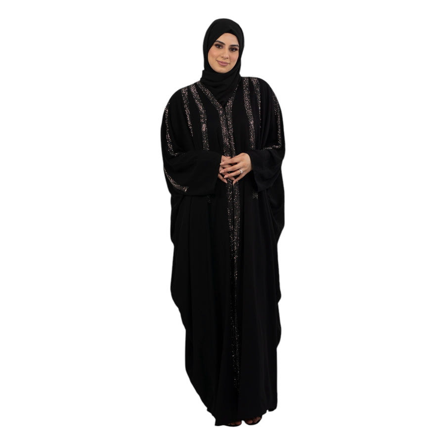 Black Emirati Buttoned Batwing