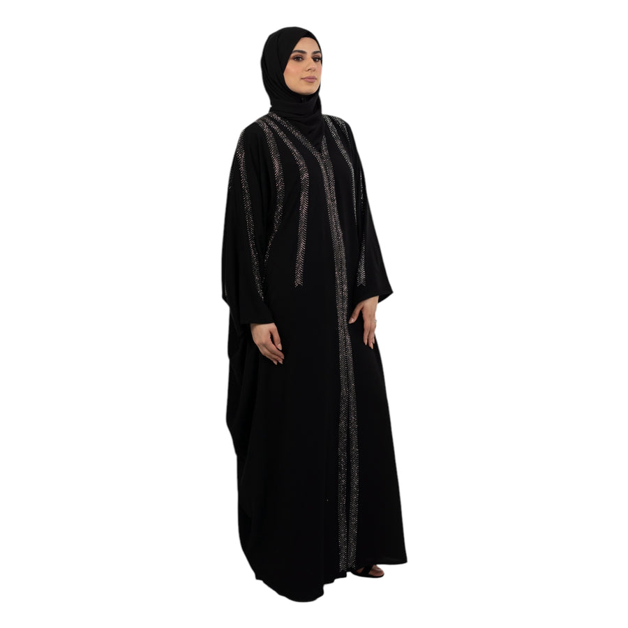 Black Emirati Buttoned Batwing