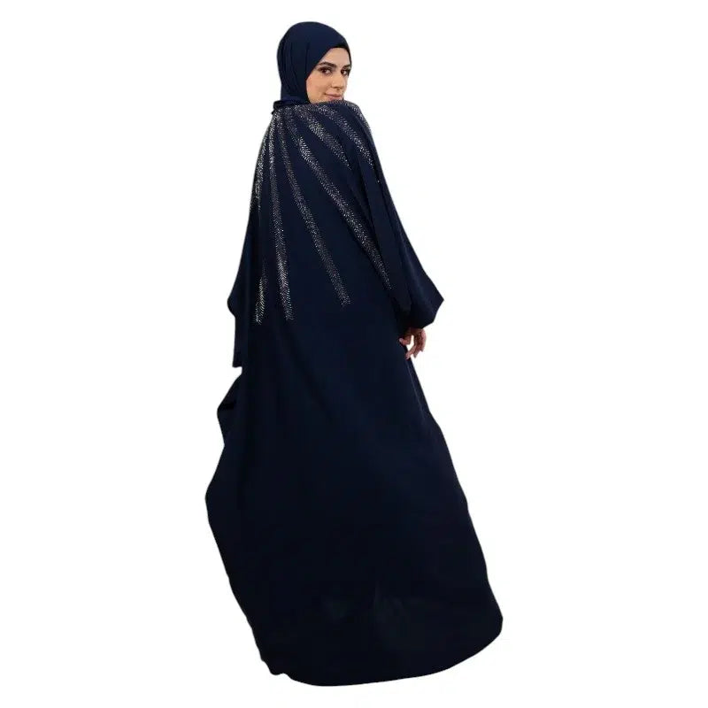 Navy Emirati Buttoned Batwing