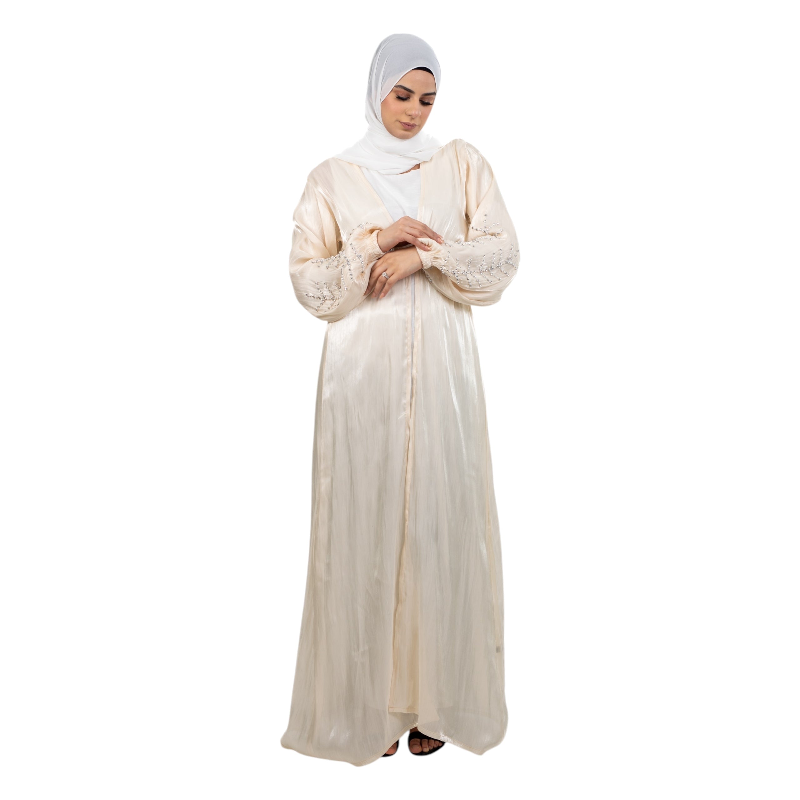 Cream Organza Stonework Kimono ASL-628-19