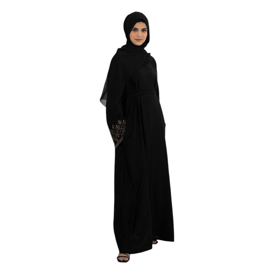 Black Cross Stitch Embroidered Abaya ASL-621-1
