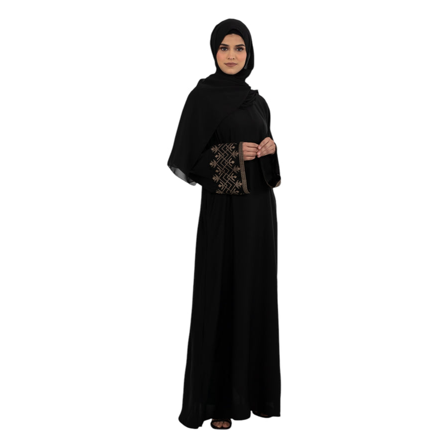 Black Cross Stitch Embroidered Abaya ASL-621-1