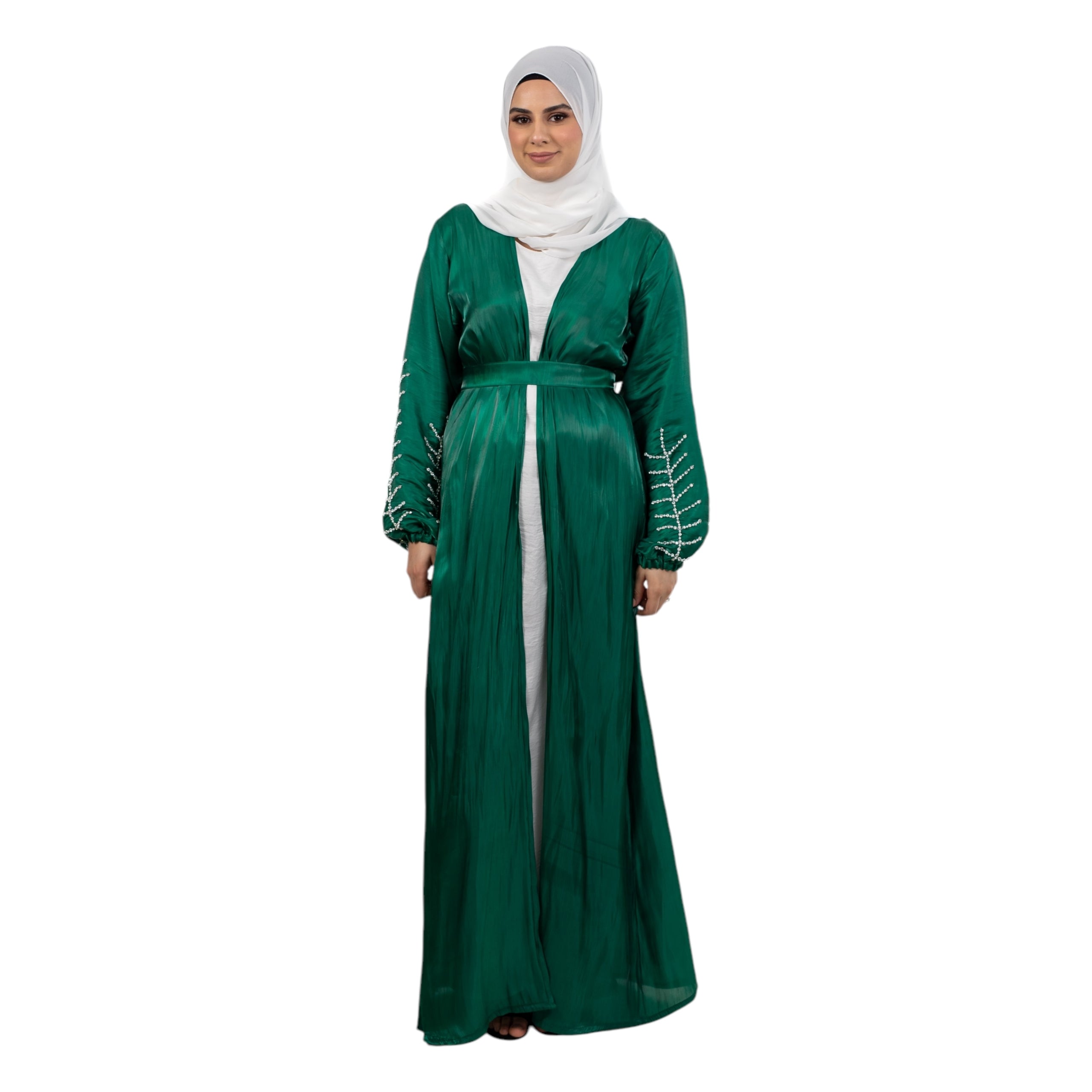Green Organza Stonework Kimono ASL-628-45