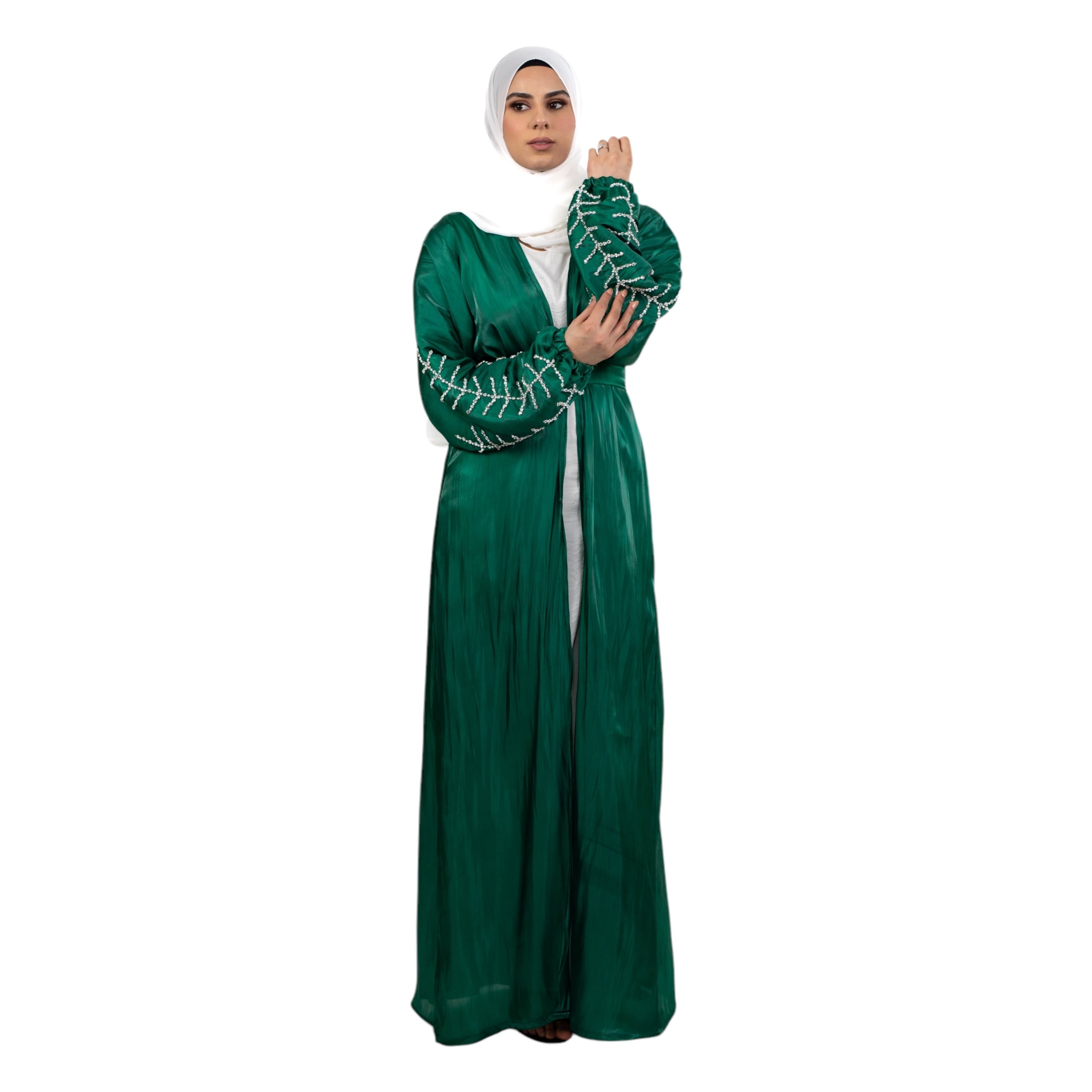 Green Organza Stonework Kimono ASL-628-45