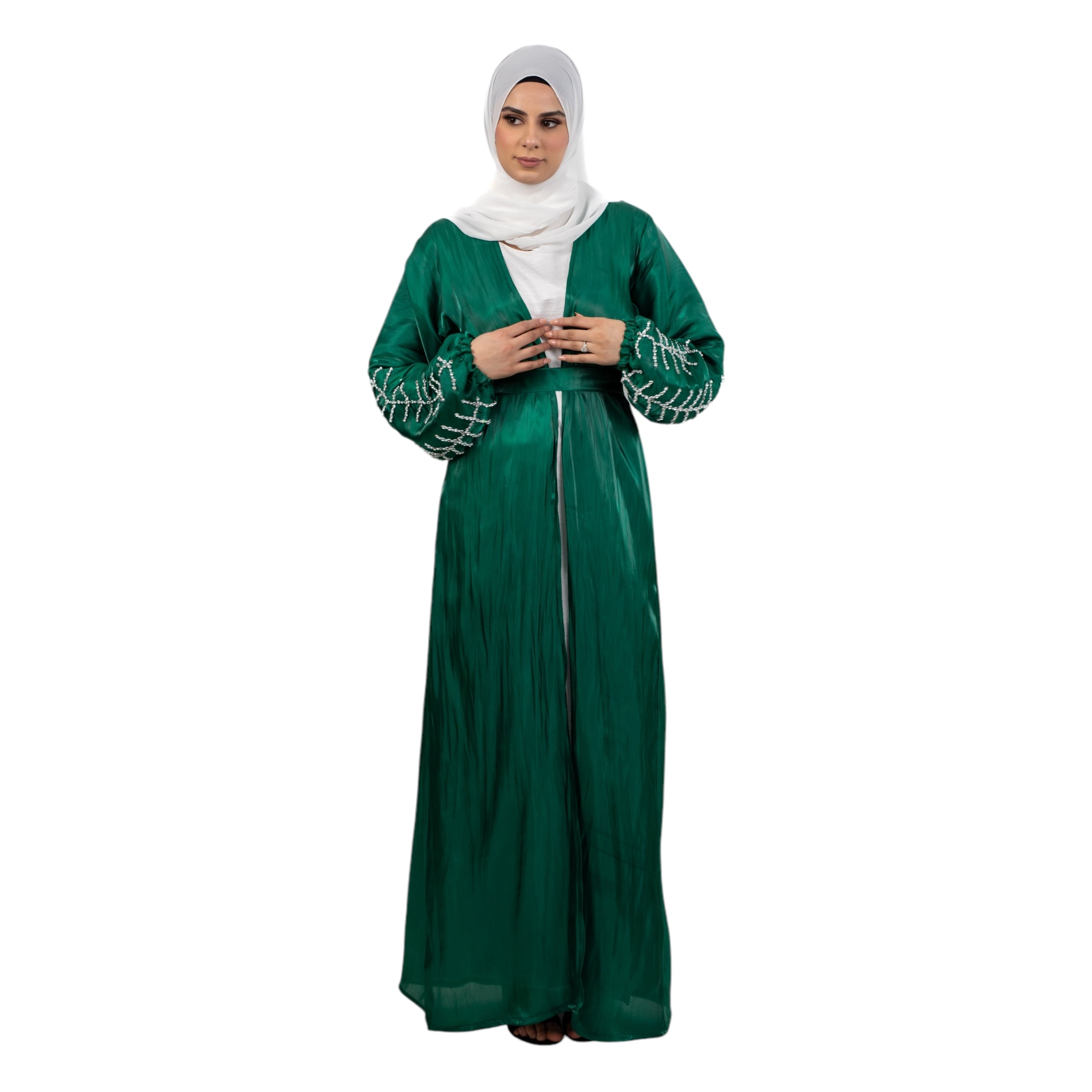 Green Organza Stonework Kimono ASL-628-45