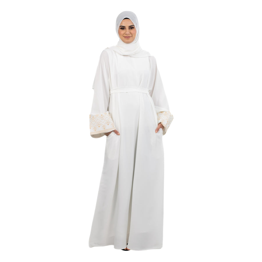 Off White Cross Stitch Embroidered Abaya ASL-621-41