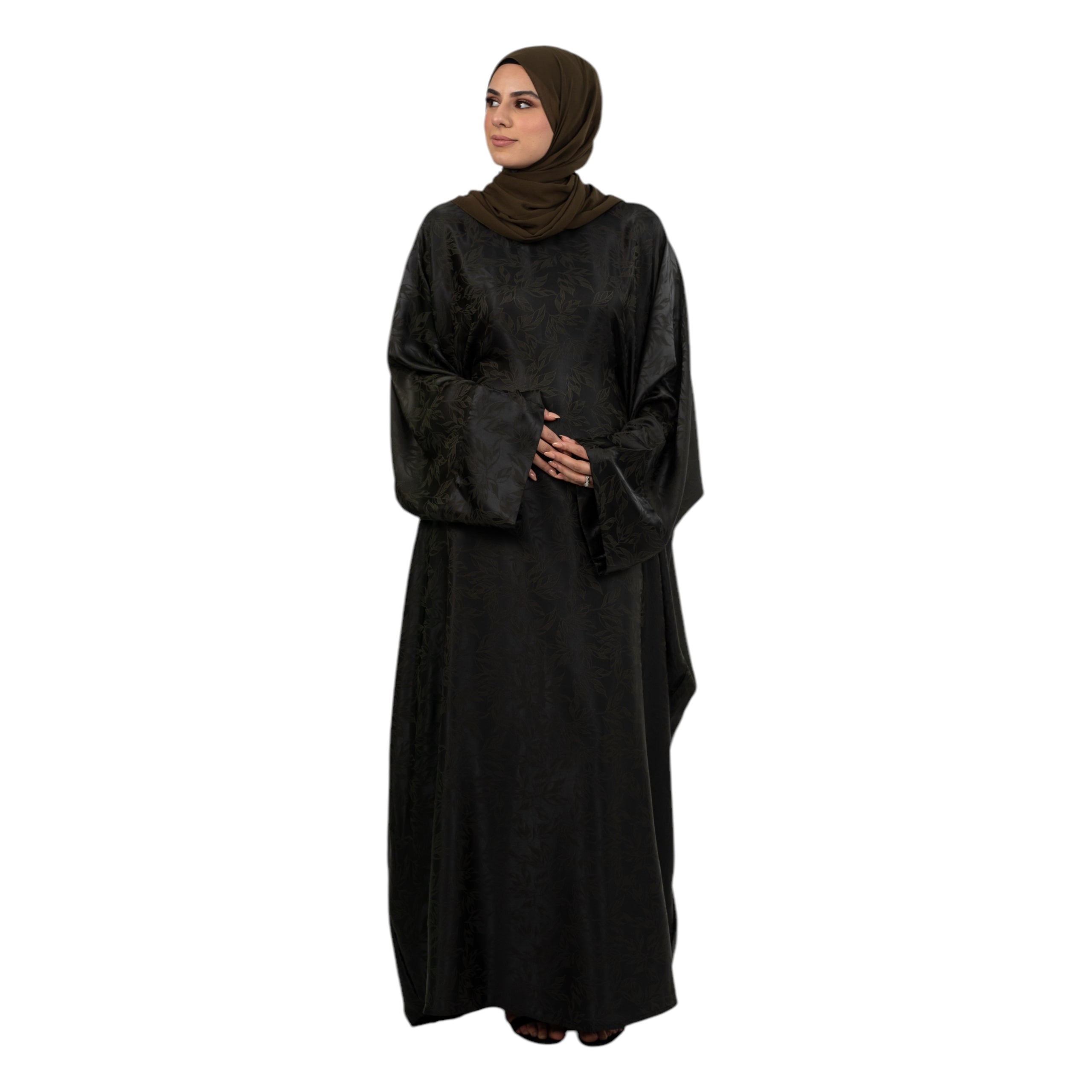 Olive Green Jacquard Belted Batwing ASL-636-2