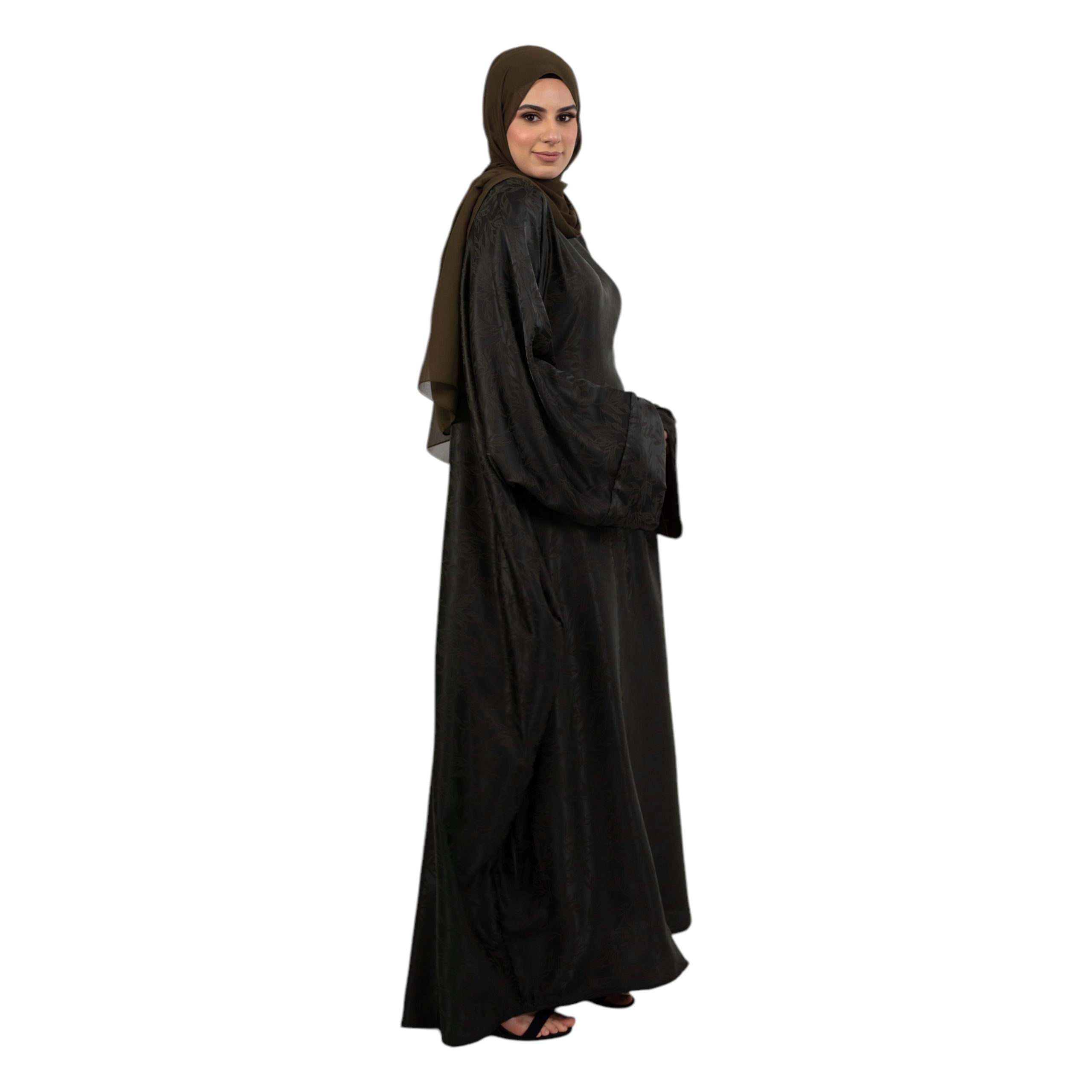 Olive Green Jacquard Belted Batwing ASL-636-2