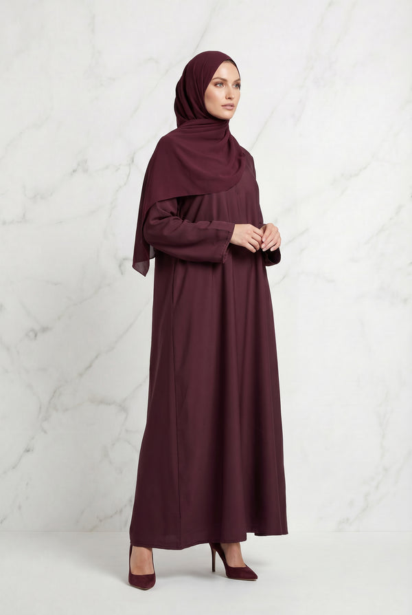 Simple Nida Abaya Maroon