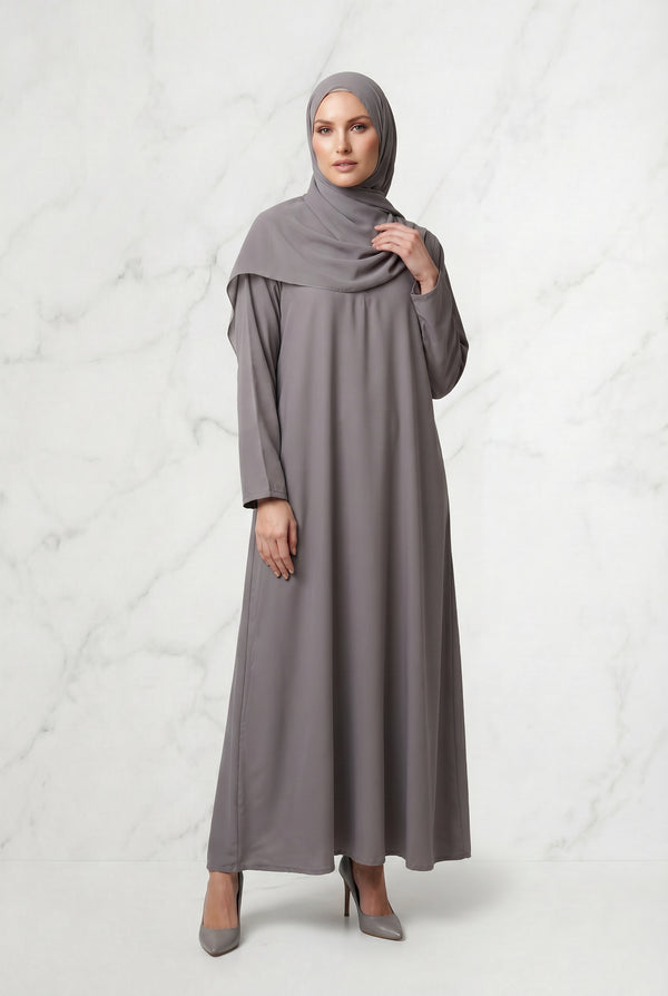 Simple Nida Abaya Stone Grey
