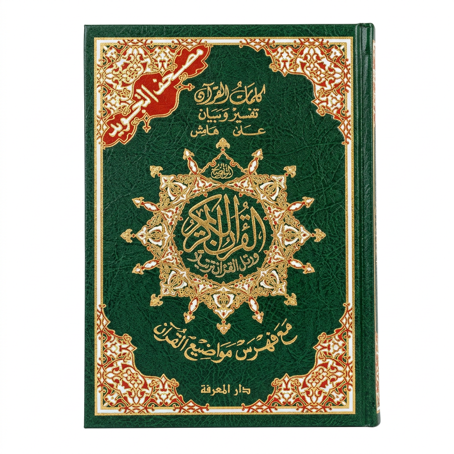Al Quran Mushaf Tajwid With Tafsir and Explanation by Dar al Marifah 15 lines Uthmaani Script - Green