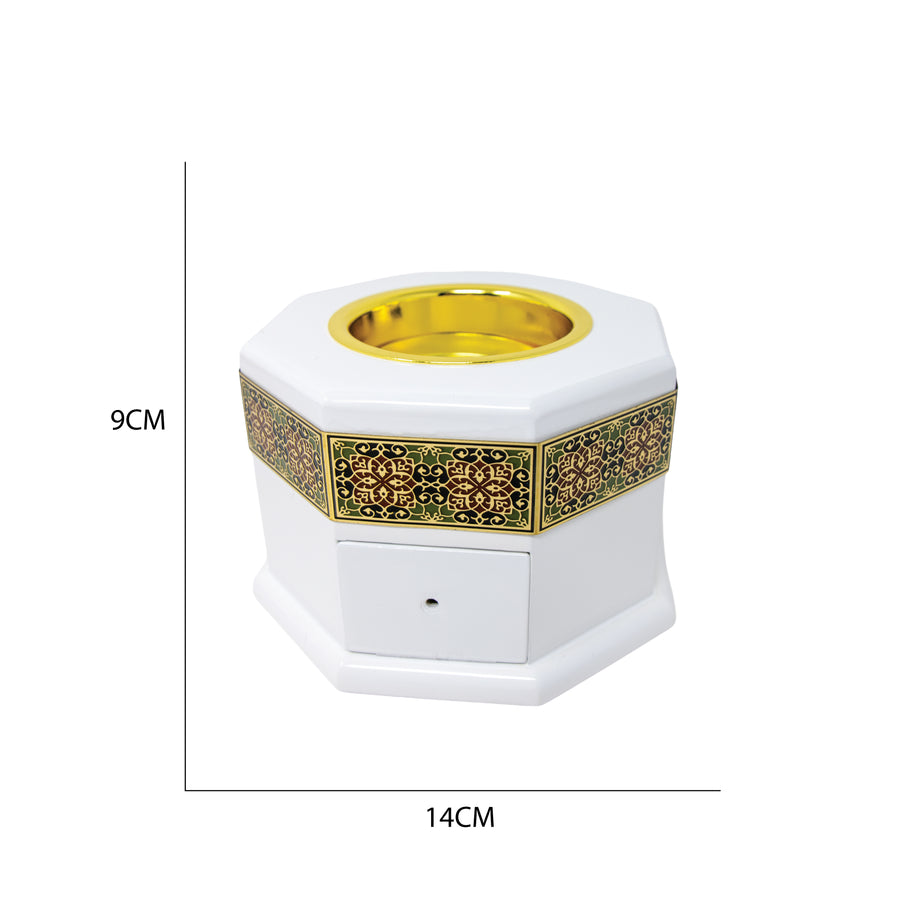 White & Gold Octagon Storage Bakhoor Burner AM00881