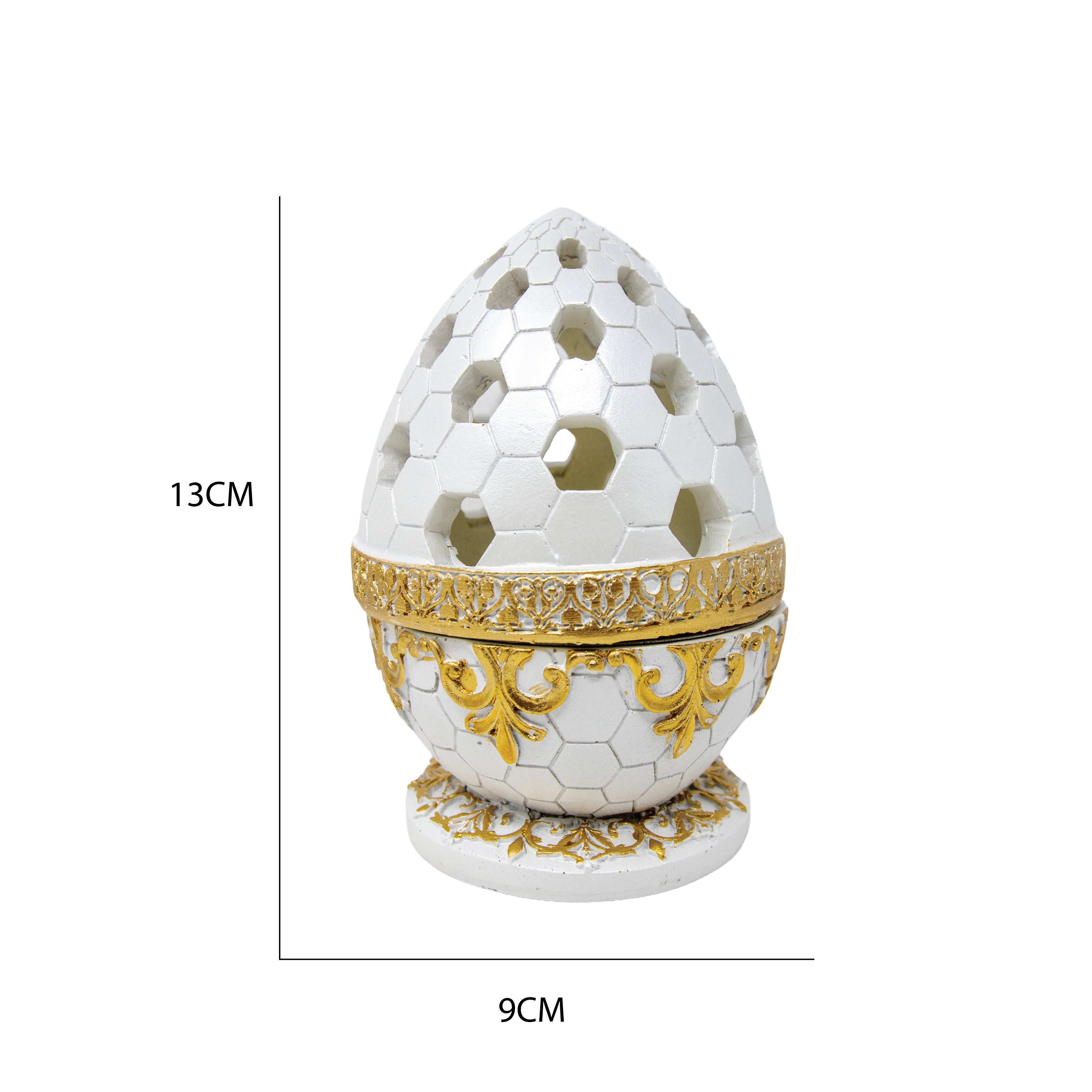 White & Gold Honeycomb Dome Bakhoor Burner 10139 B