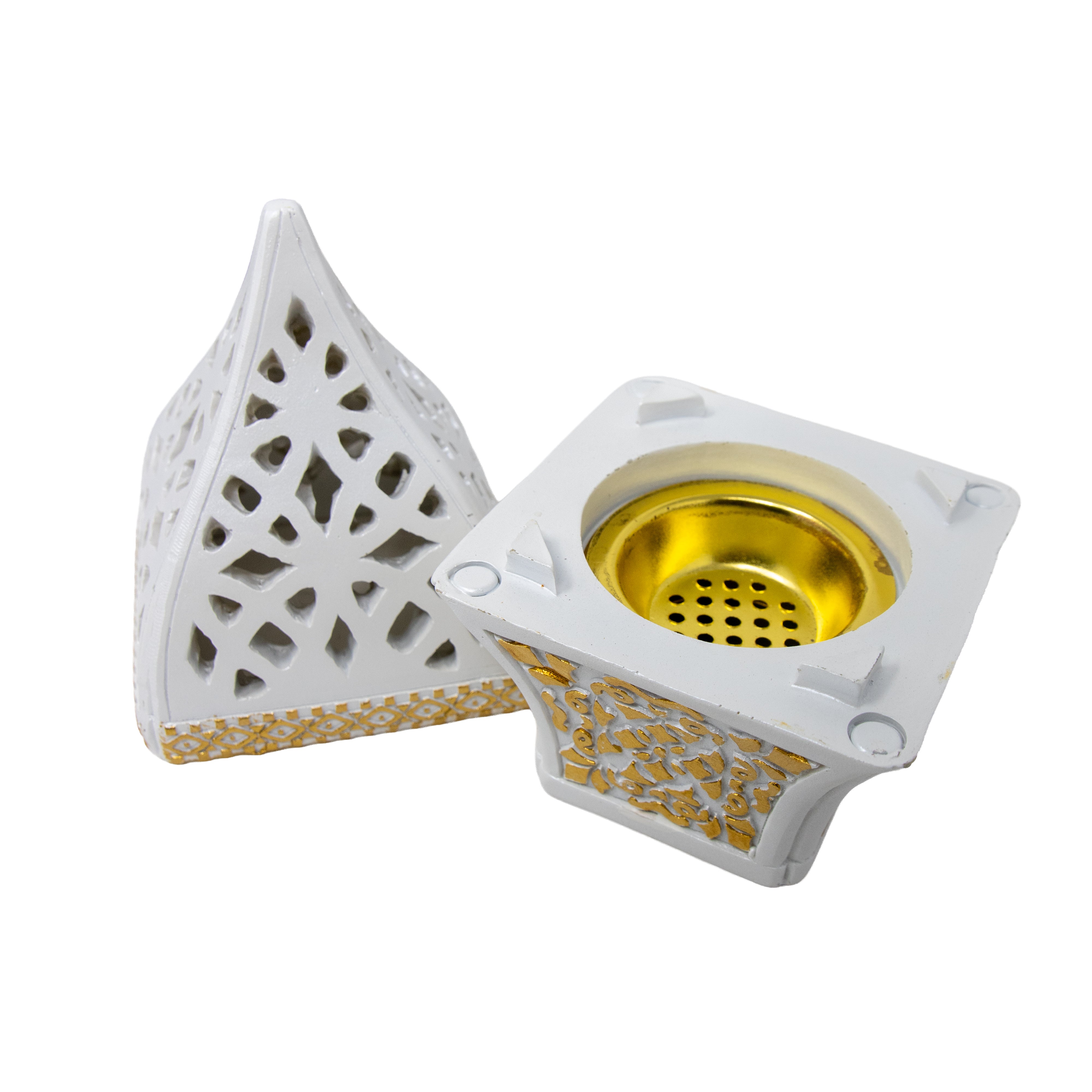 White & Gold Pointed Dome Bakhoor Burner 10140 B