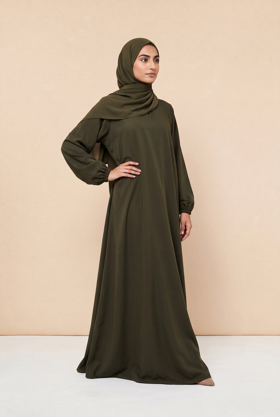 Basic Abaya Olive 324 Col 28