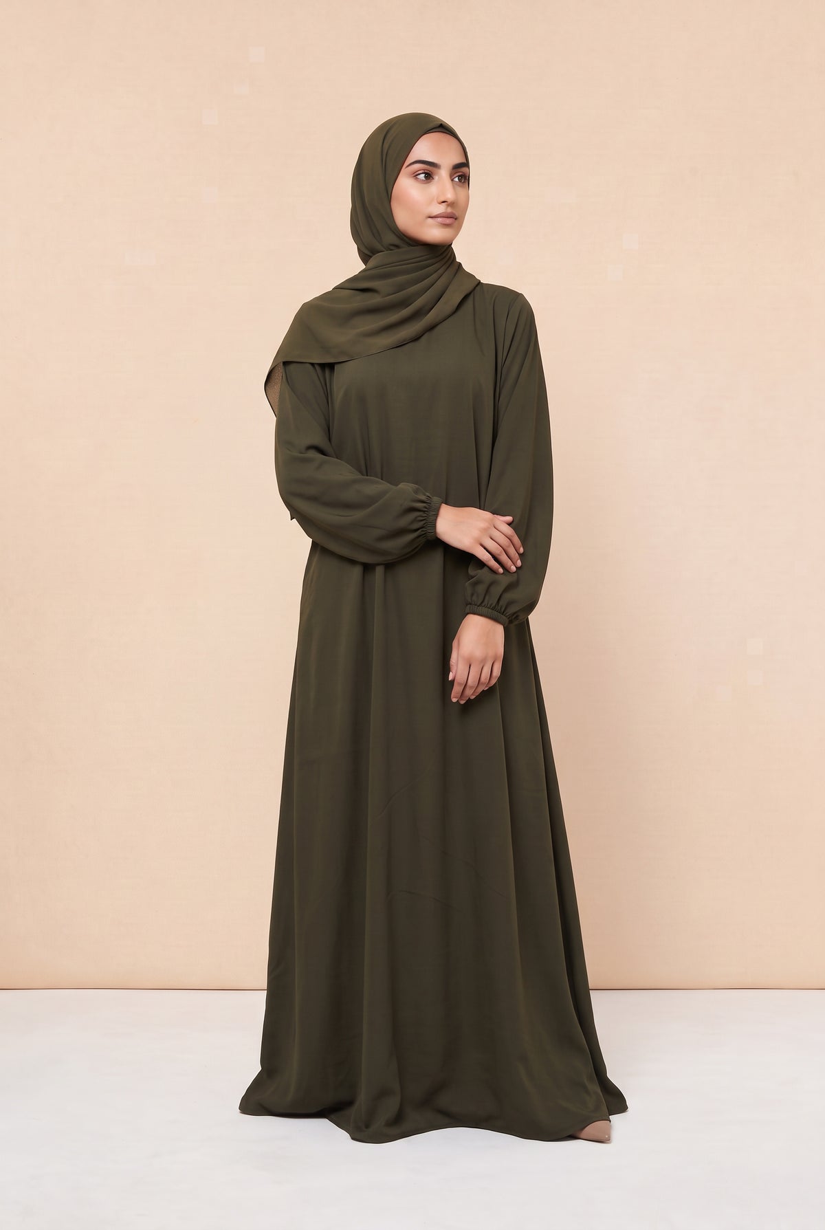 Basic Abaya Olive 324 Col 28
