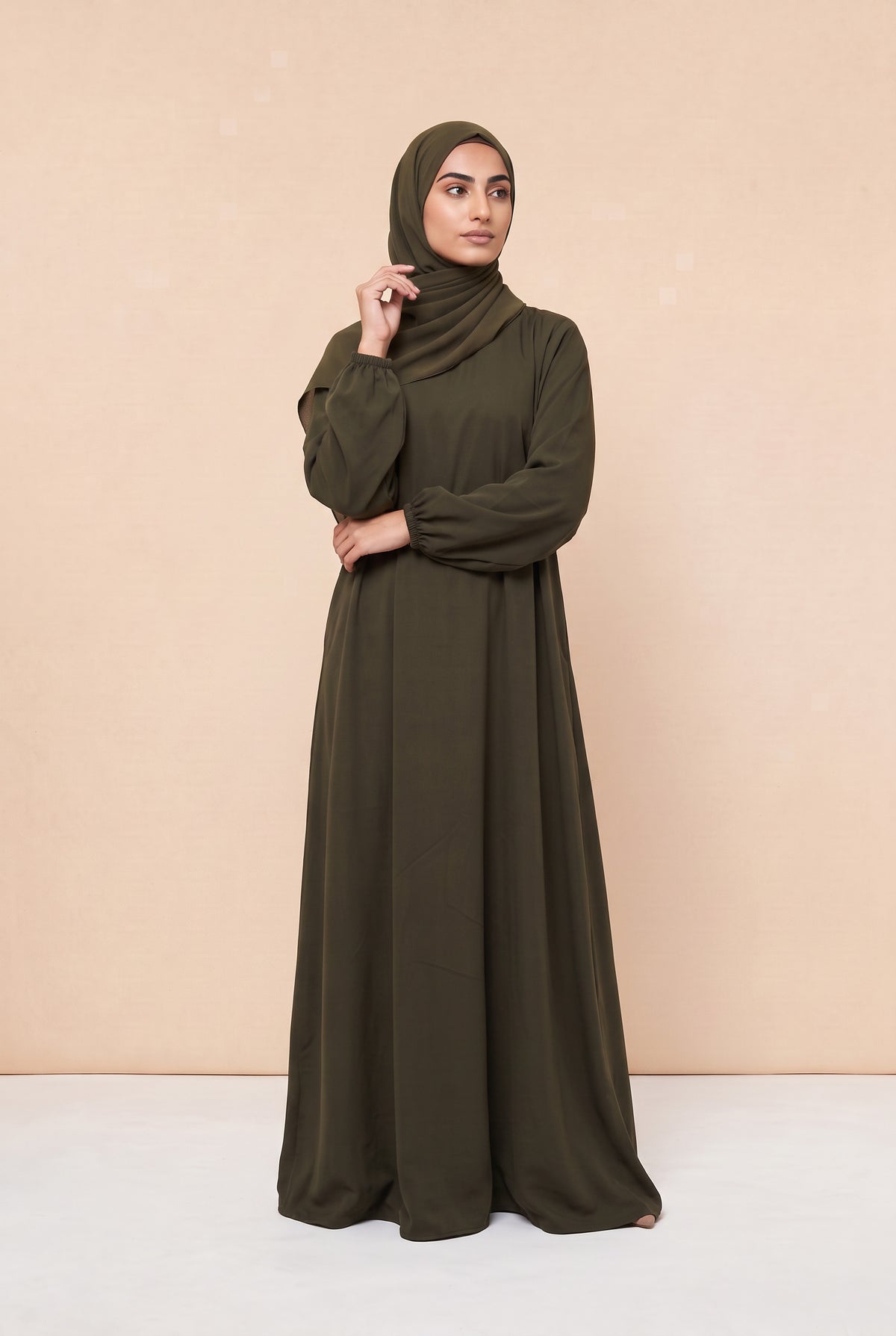 Basic Abaya Olive 324 Col 28