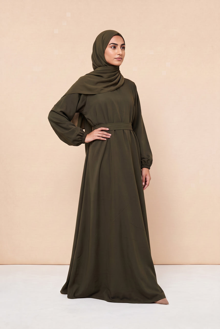Basic Abaya Olive 324 Col 28