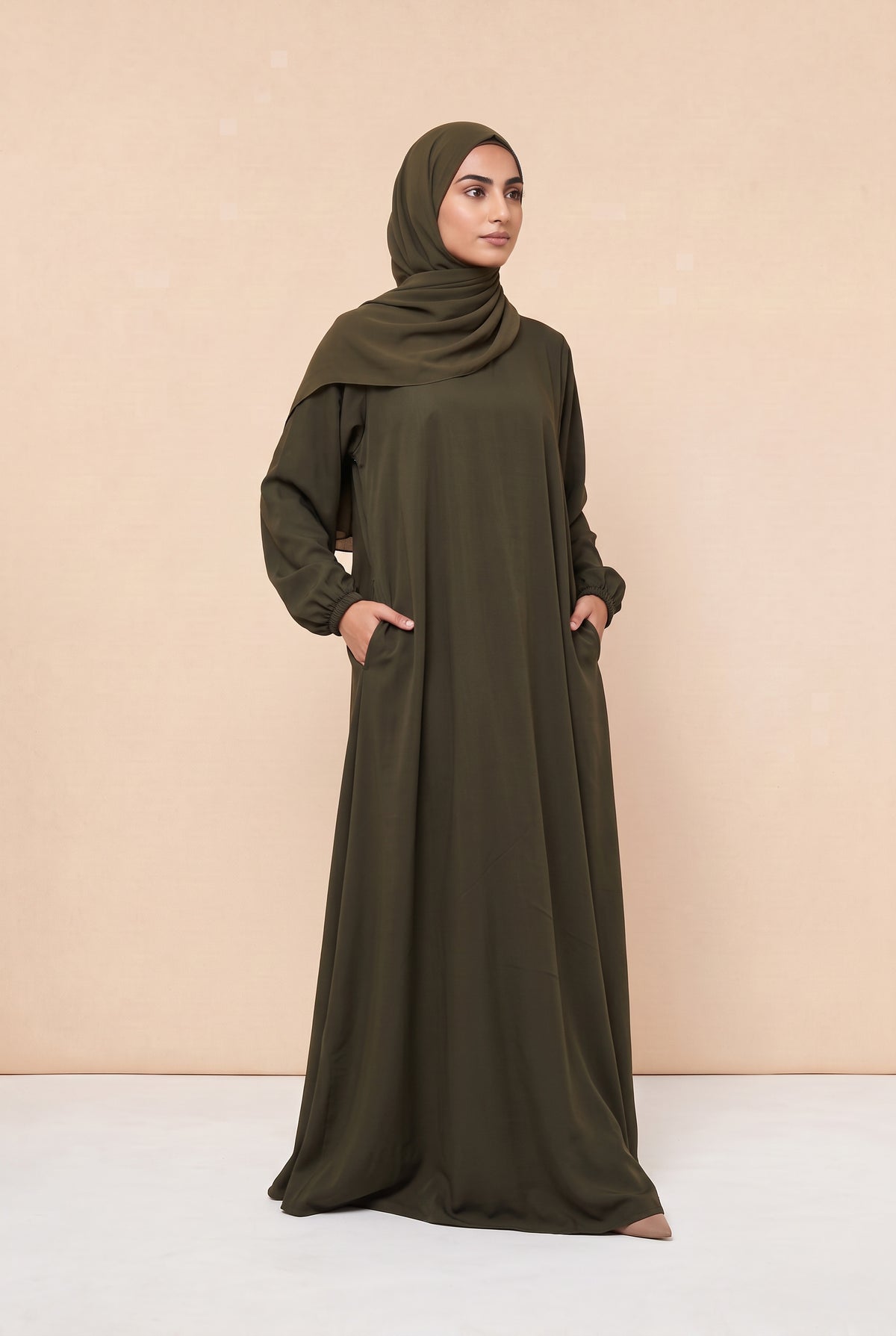 Basic Abaya Olive 324 Col 28