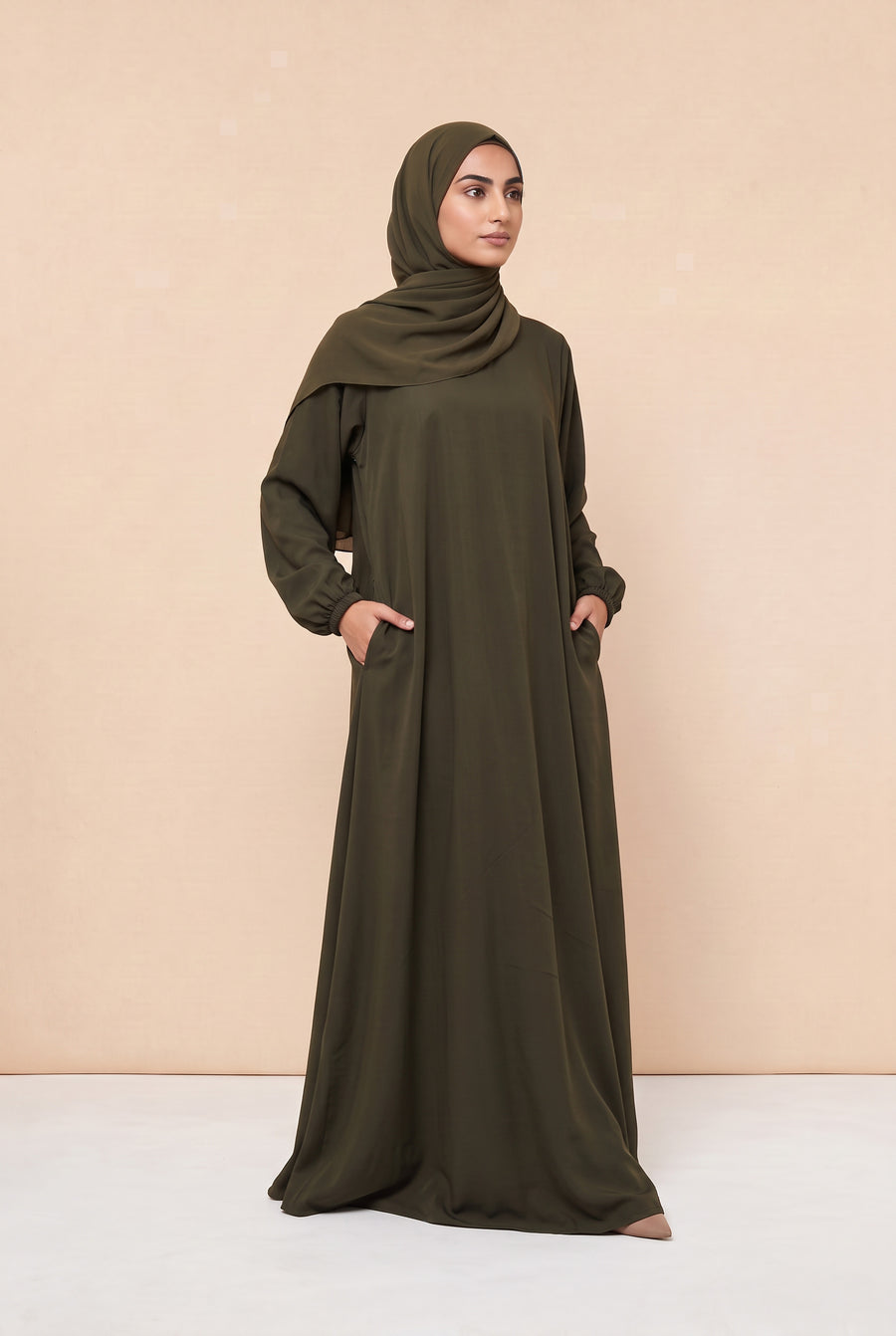Basic Abaya Olive 324 Col 28