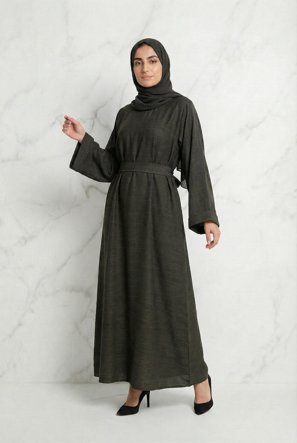 Linen Abaya Olive 559 Col  28