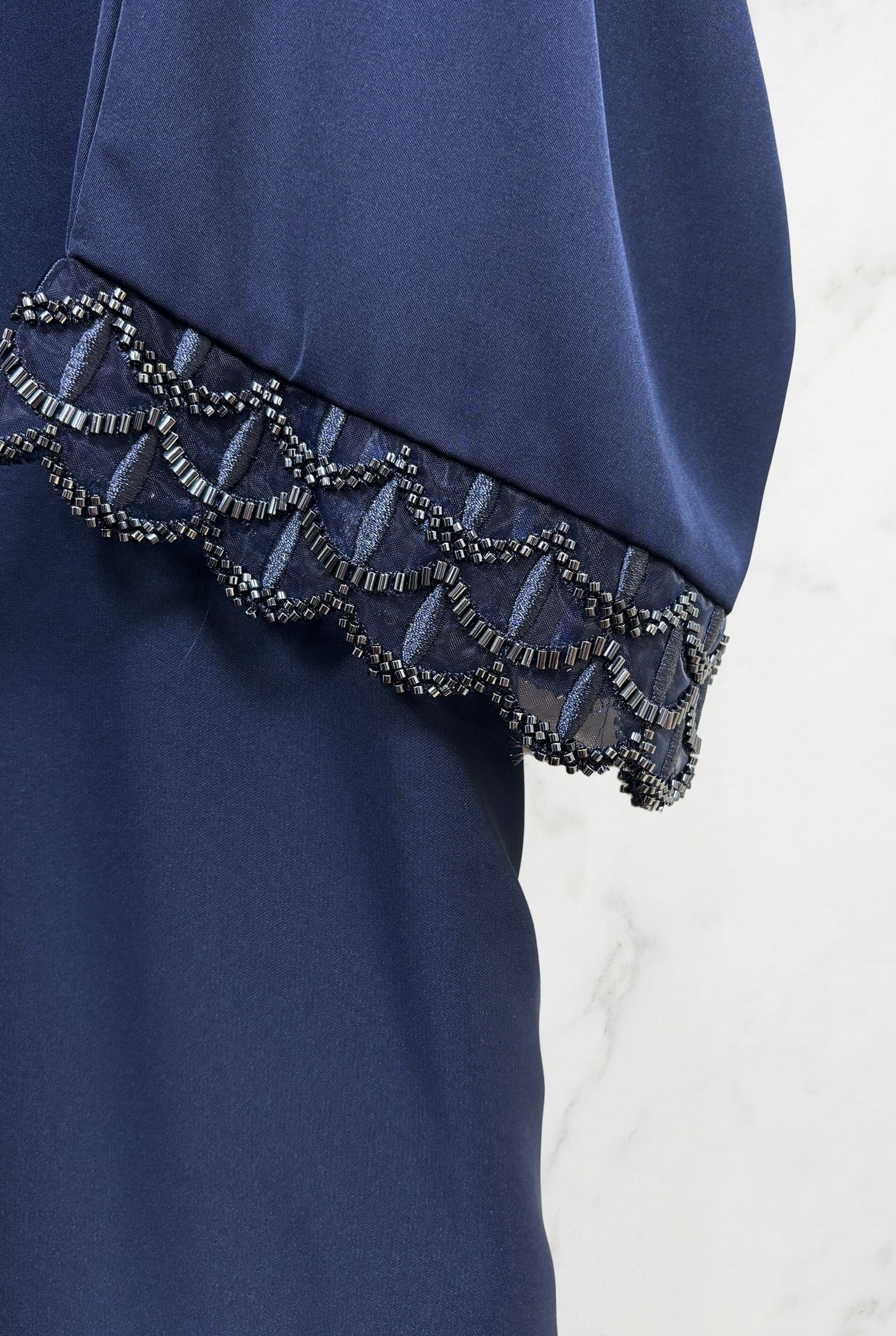 Embellished Sleeve Nida Abaya Navy Blue 569 Col 2