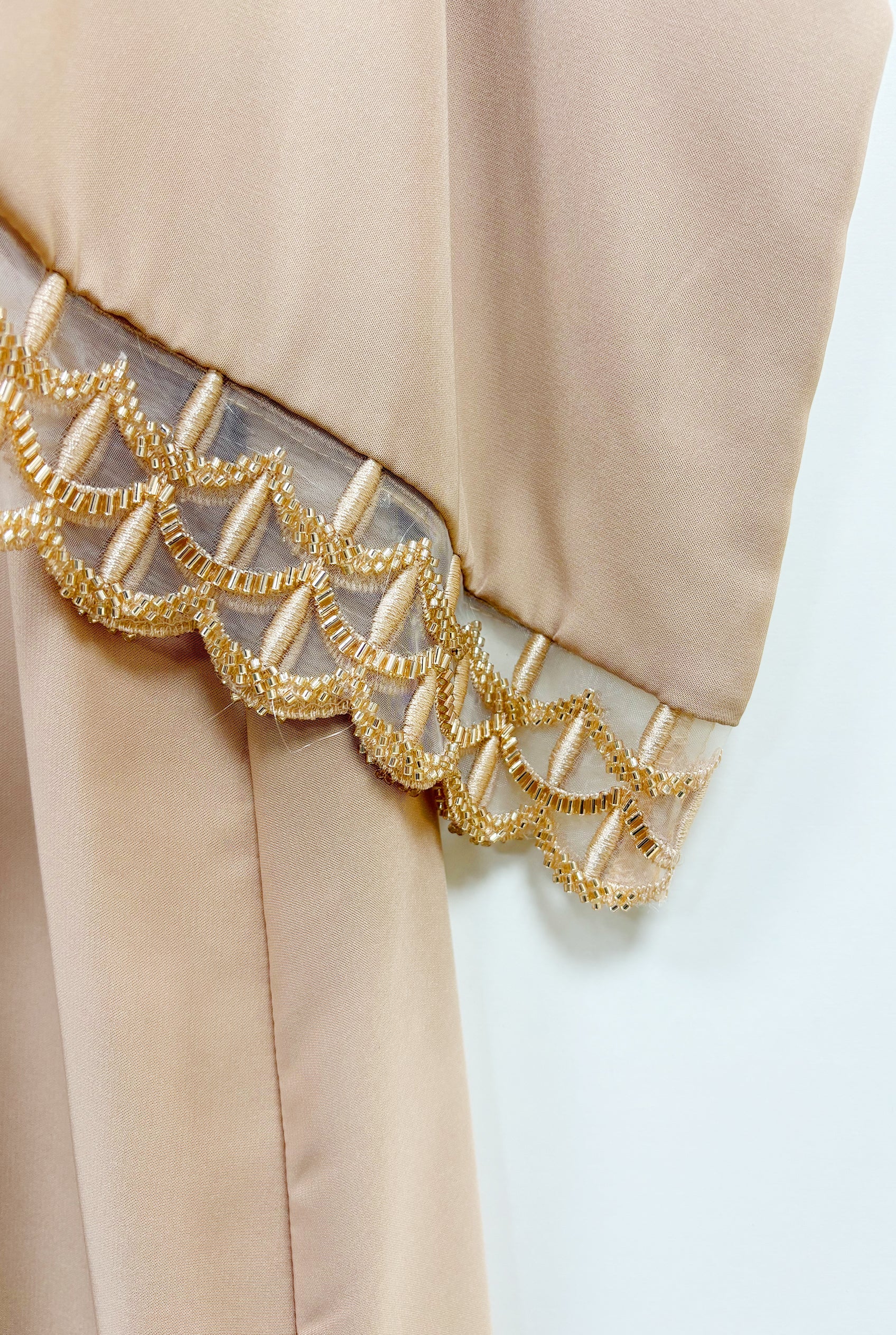 Embellished Sleeve Nida Abaya Beige 569 Col 11