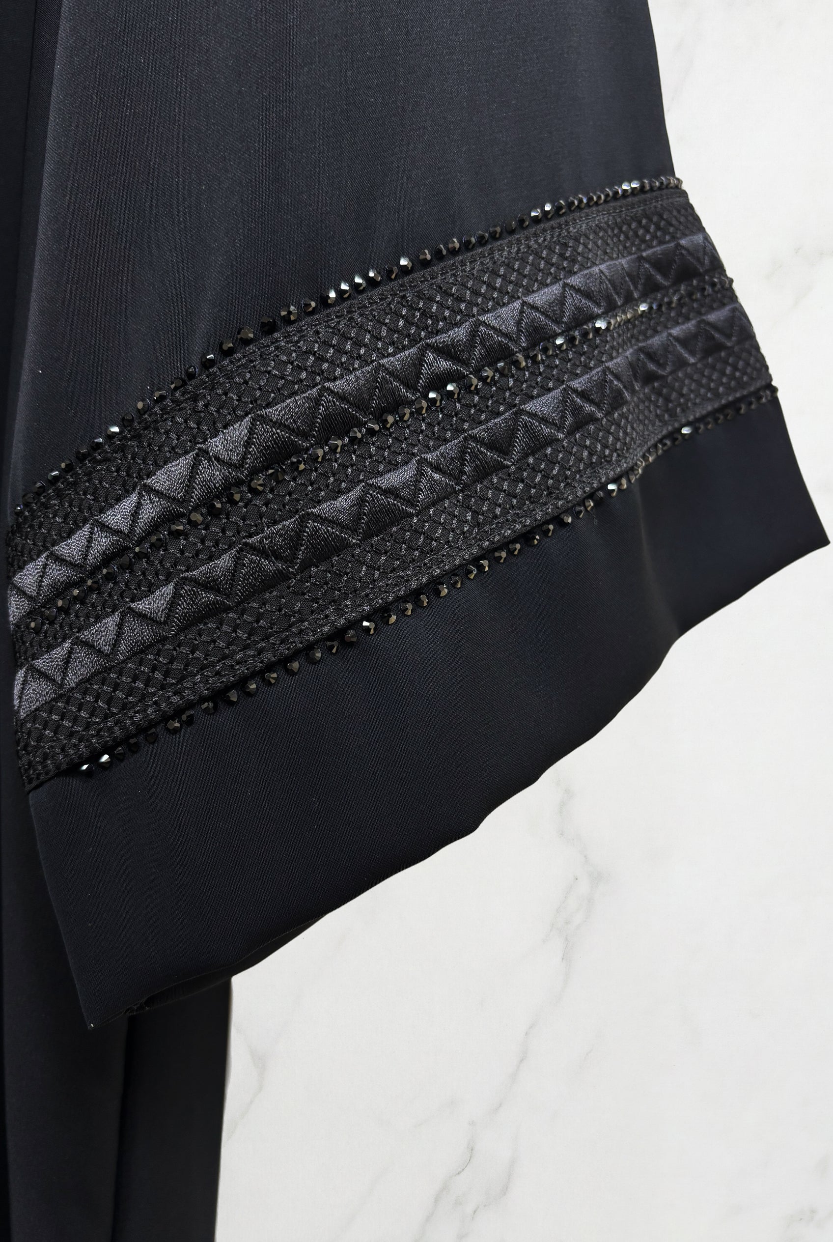 Embellished Sleeve Nida Abaya Black 605 Col 1