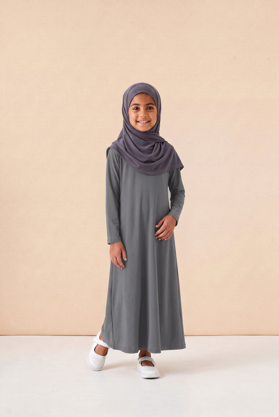 Girls Jersey Abaya Grey 79 Col 35