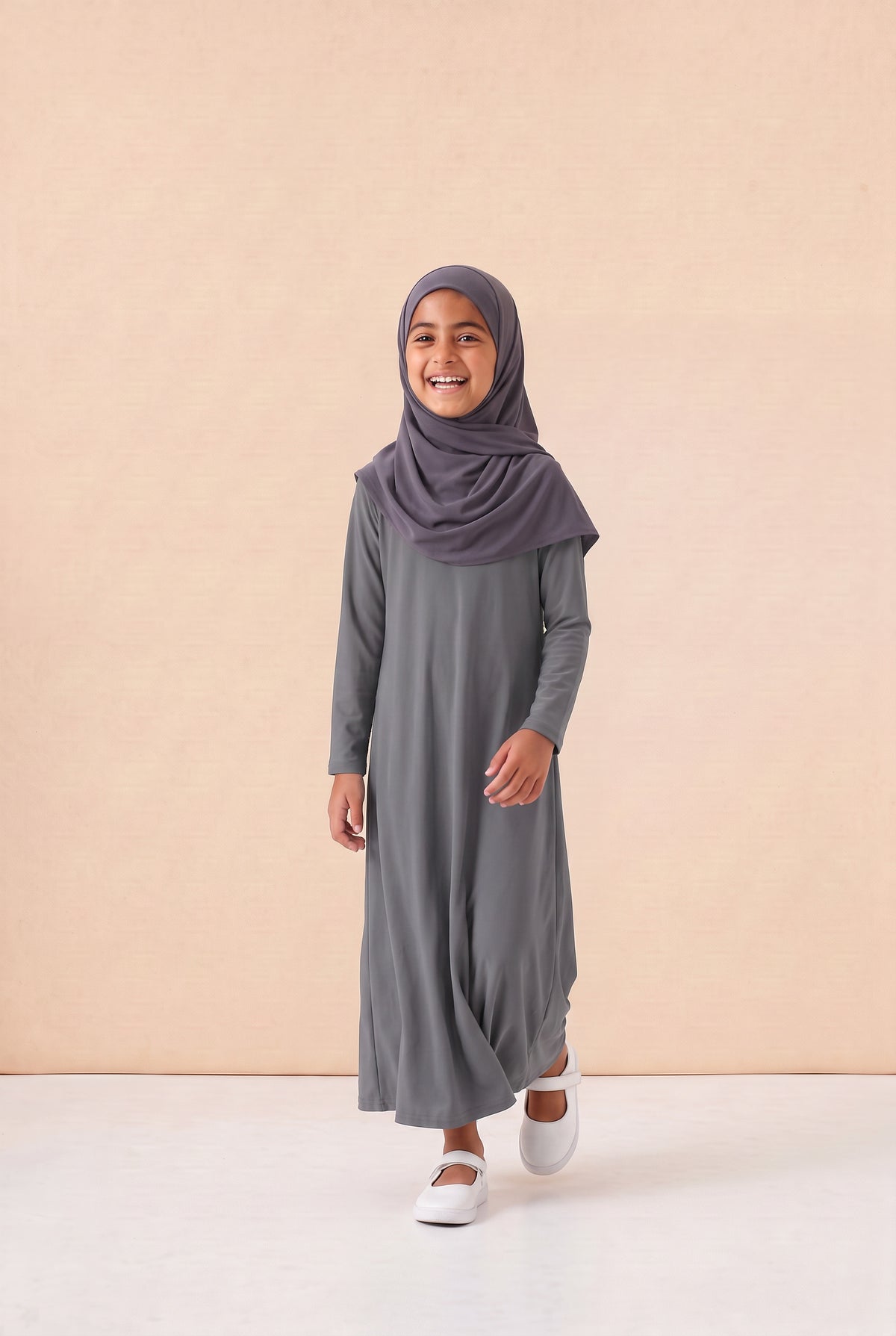 Girls Jersey Abaya Grey 79 Col 35