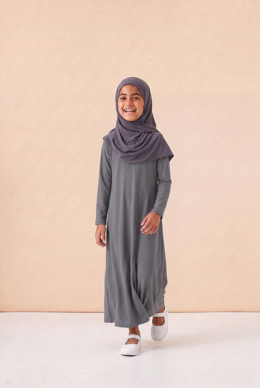 Girls Jersey Abaya Grey 79 Col 35