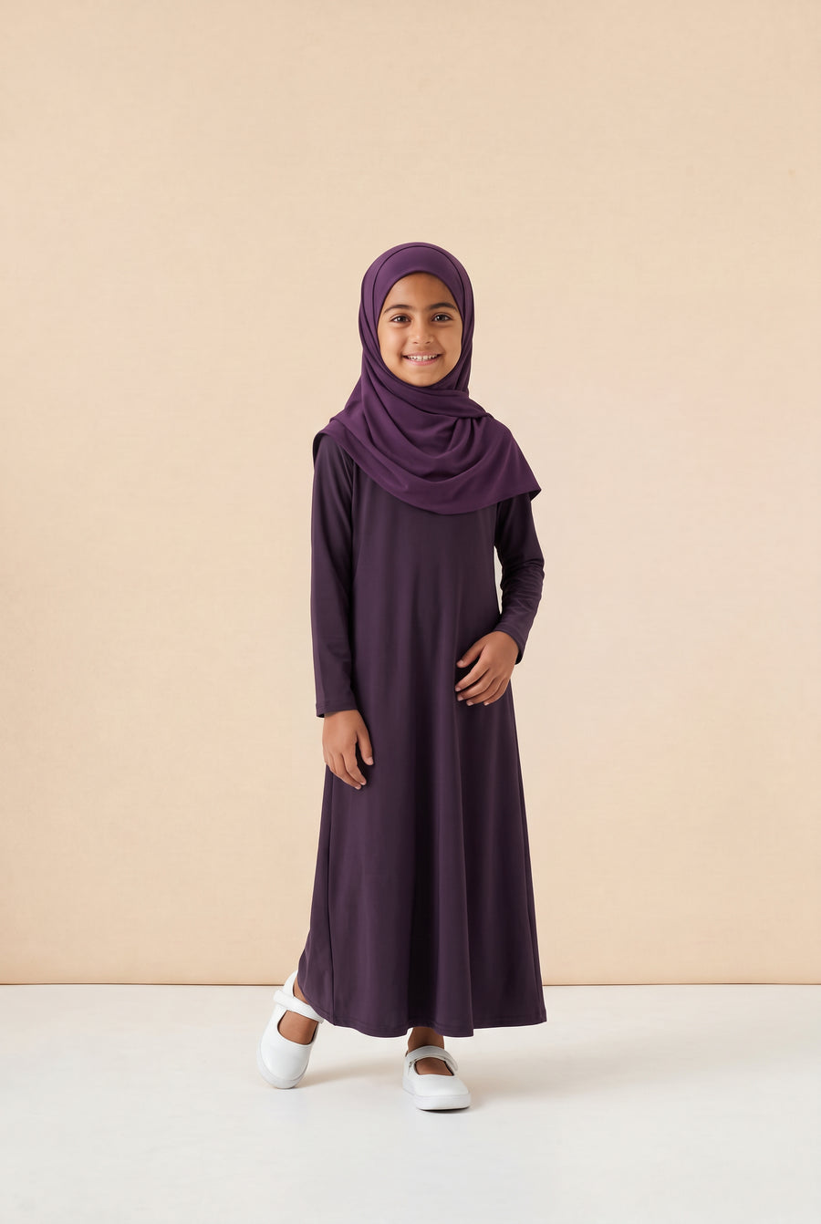 Girls Jersey Abaya Plum 79 Col 59
