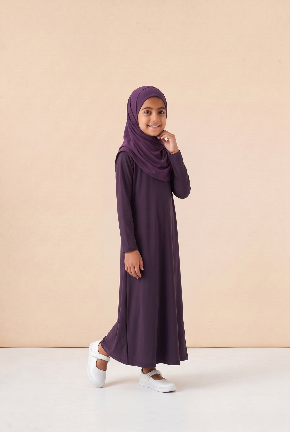 Girls Jersey Abaya Plum 79 Col 59