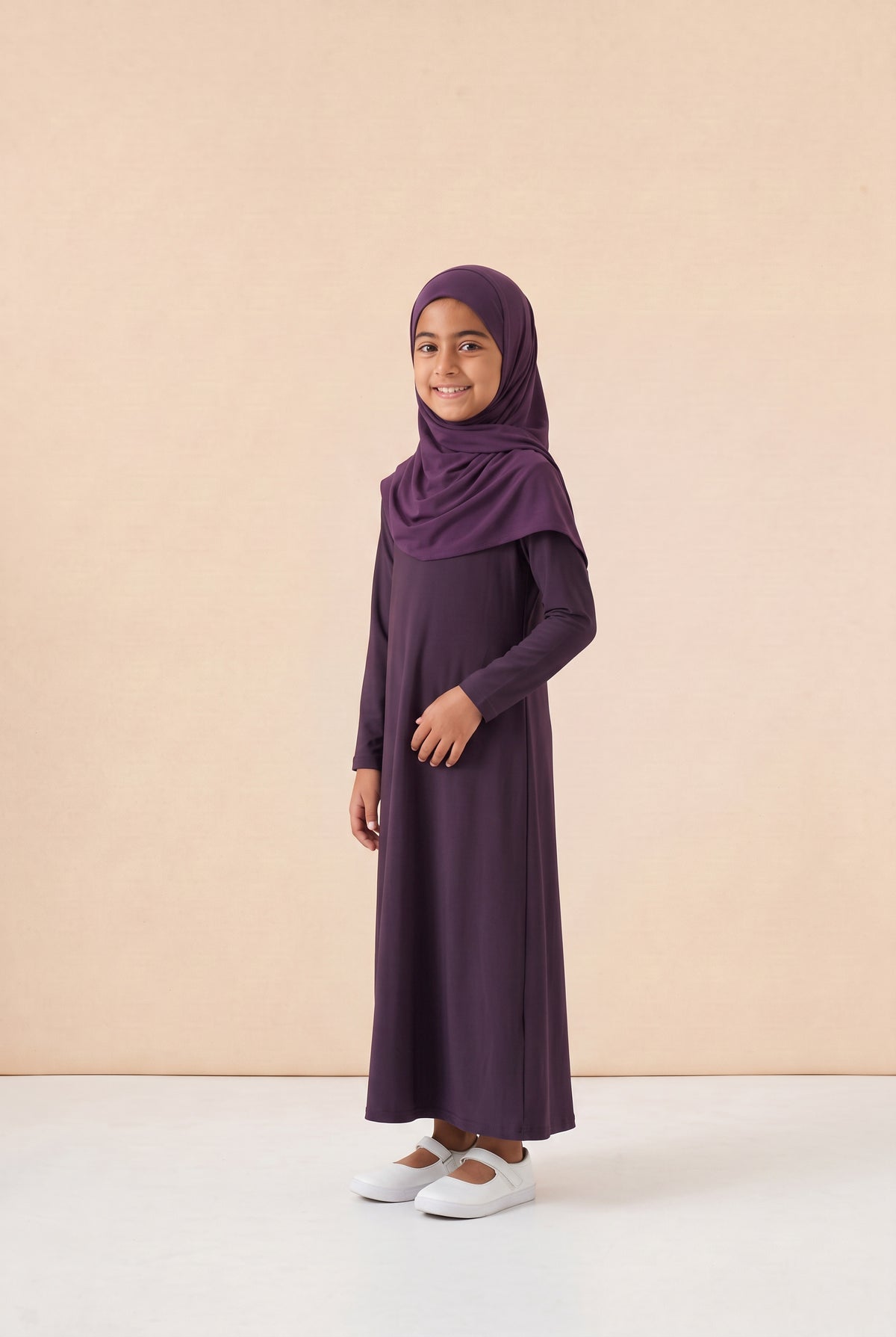 Girls Jersey Abaya Plum 79 Col 59