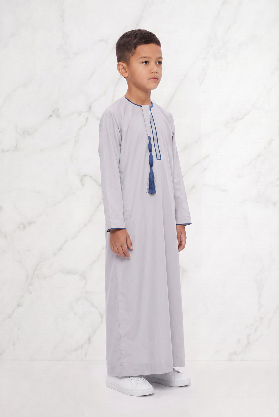 Boys Tasselled Thobe Elegant White 1520 Col 10