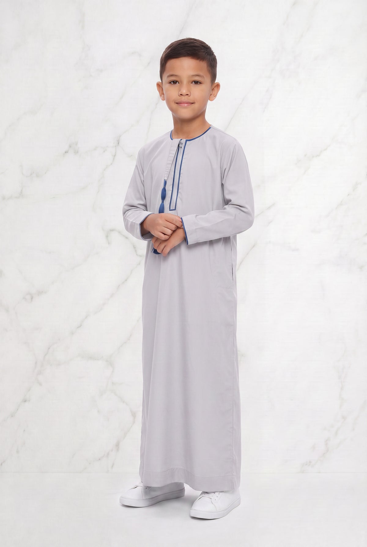 Boys Tasselled Thobe Elegant White 1520 Col 10