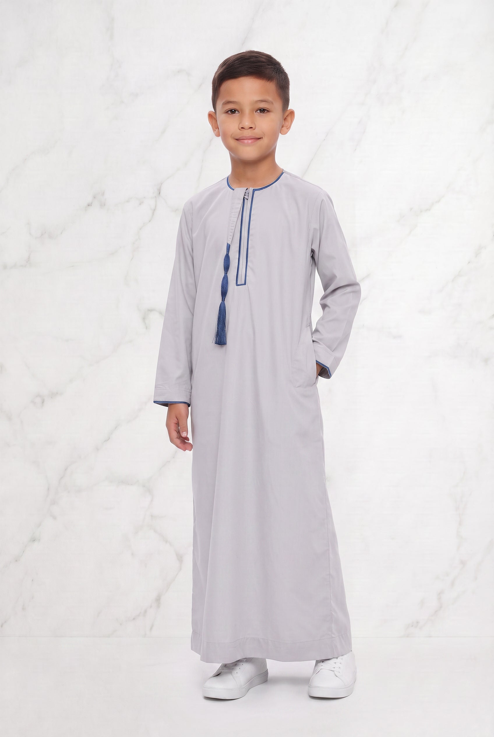 Boys Tasselled Thobe Elegant White 1520 Col 10