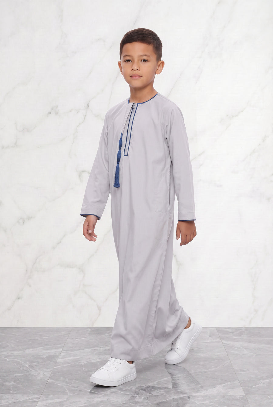 Boys Tasselled Thobe Elegant White 1520 Col 10