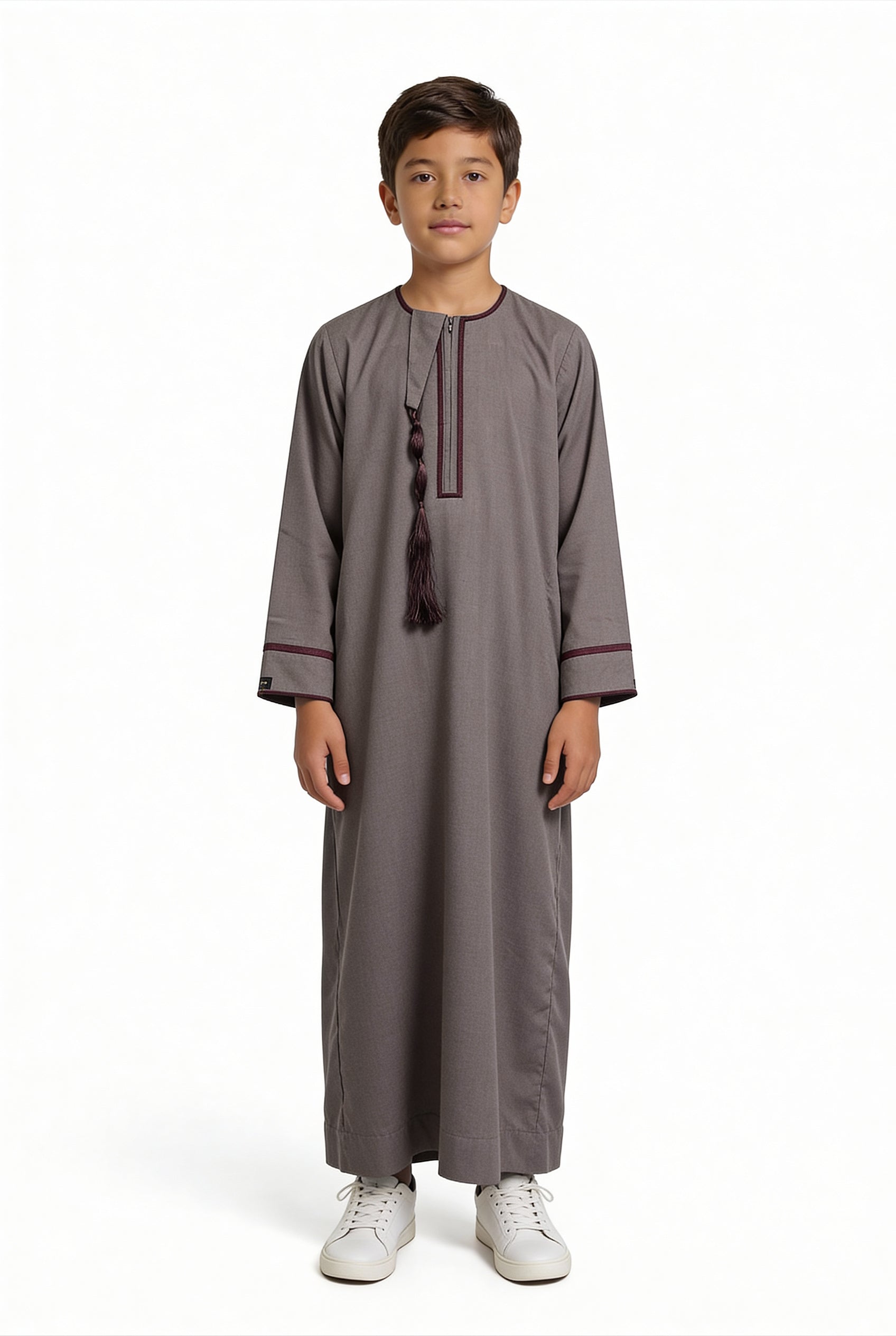 Boys Omani Tasseled Thobe Light Brown 1523 Col 17