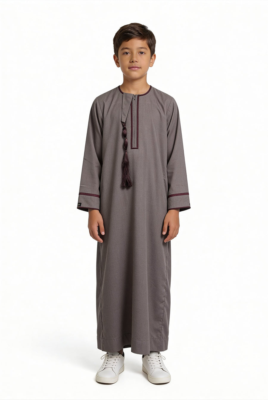 Boys Omani Tasselled Thobe Light Brown 1523 Col 17
