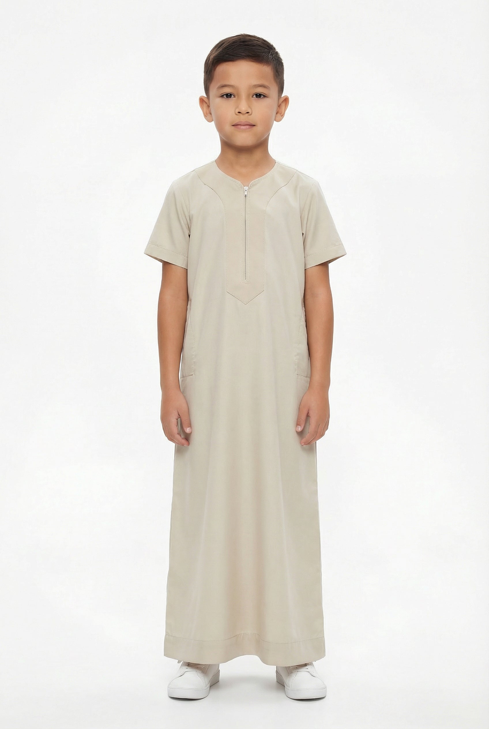 Boys Omani Half Sleeve Thobe Cream 1527 Col 17