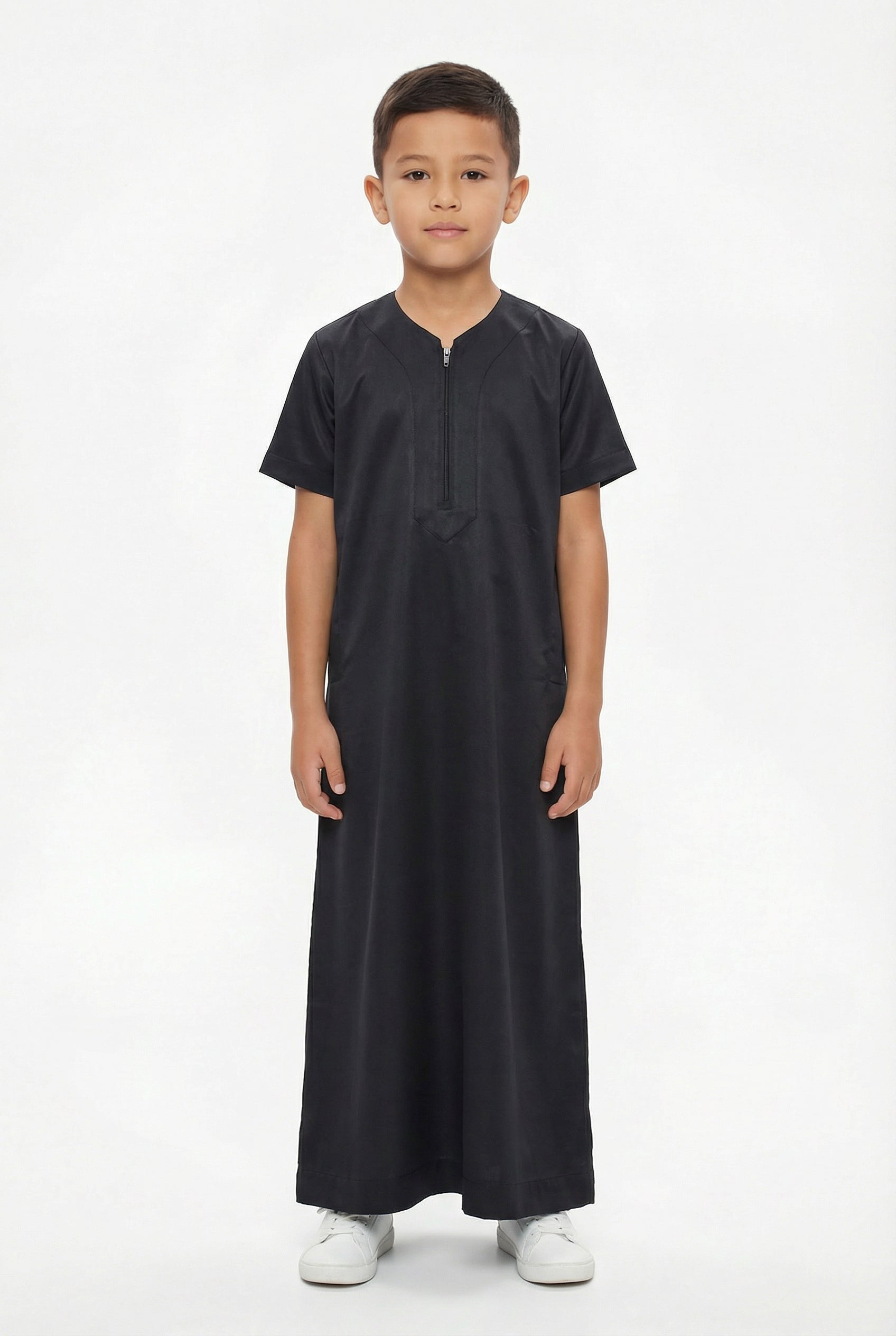 Boys Omani Half Sleeve Thobe Black 1527