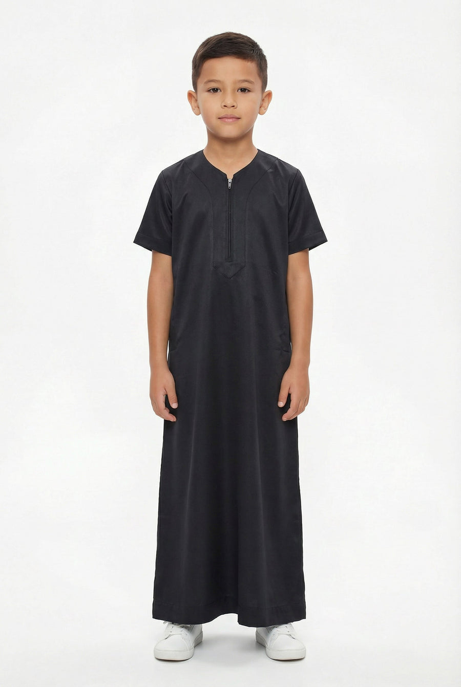 Boys Omani Half Sleeve Thobe Black 1527
