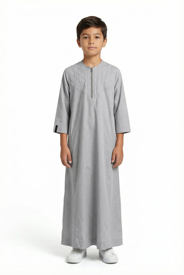 Boys Omani Padded Thobe Grey 1511 Col 18