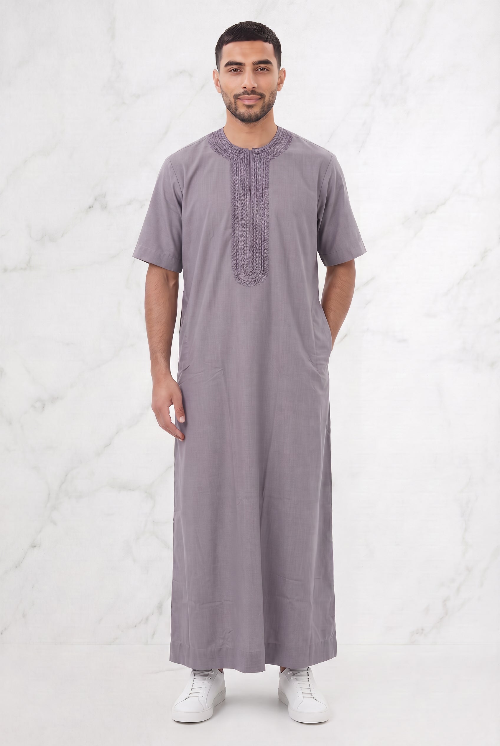Morrocan Half Sleeve Grey Thobe 1512-13