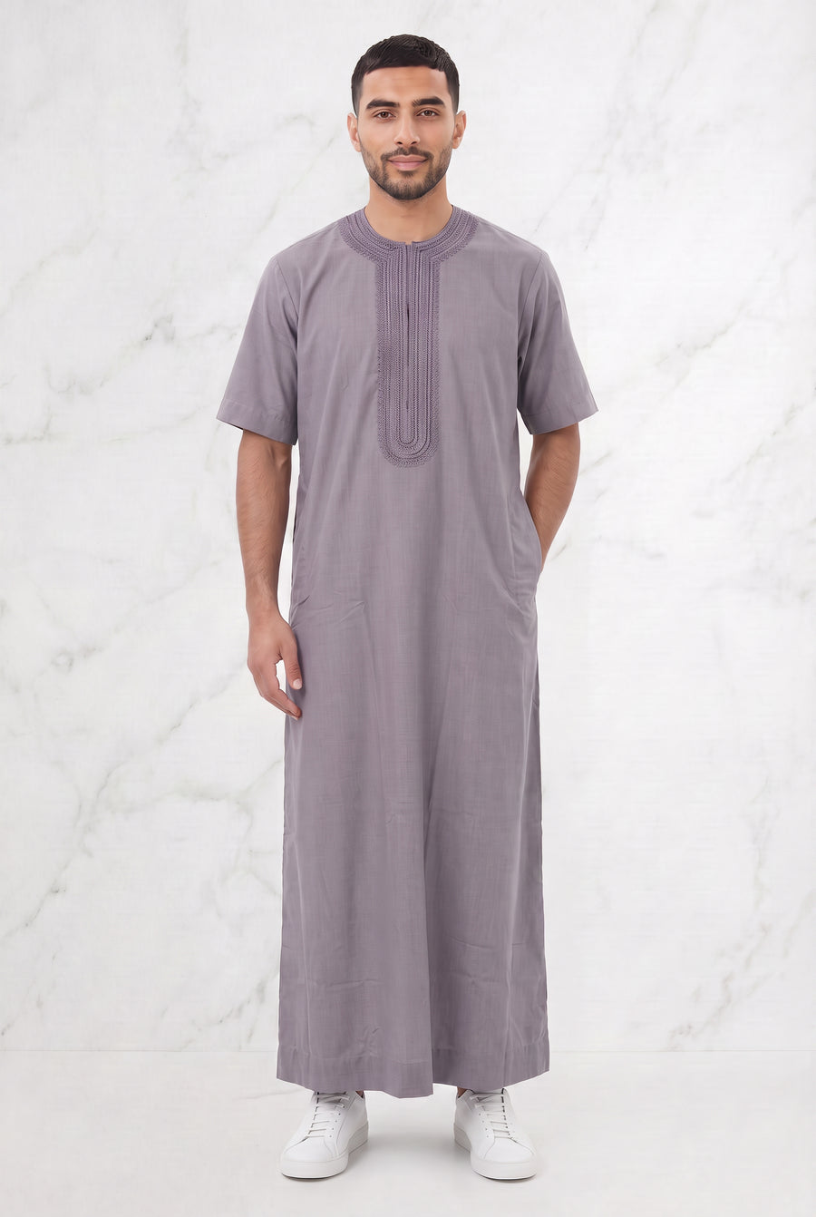 Morrocan Half Sleeve Grey Thobe 1512-13