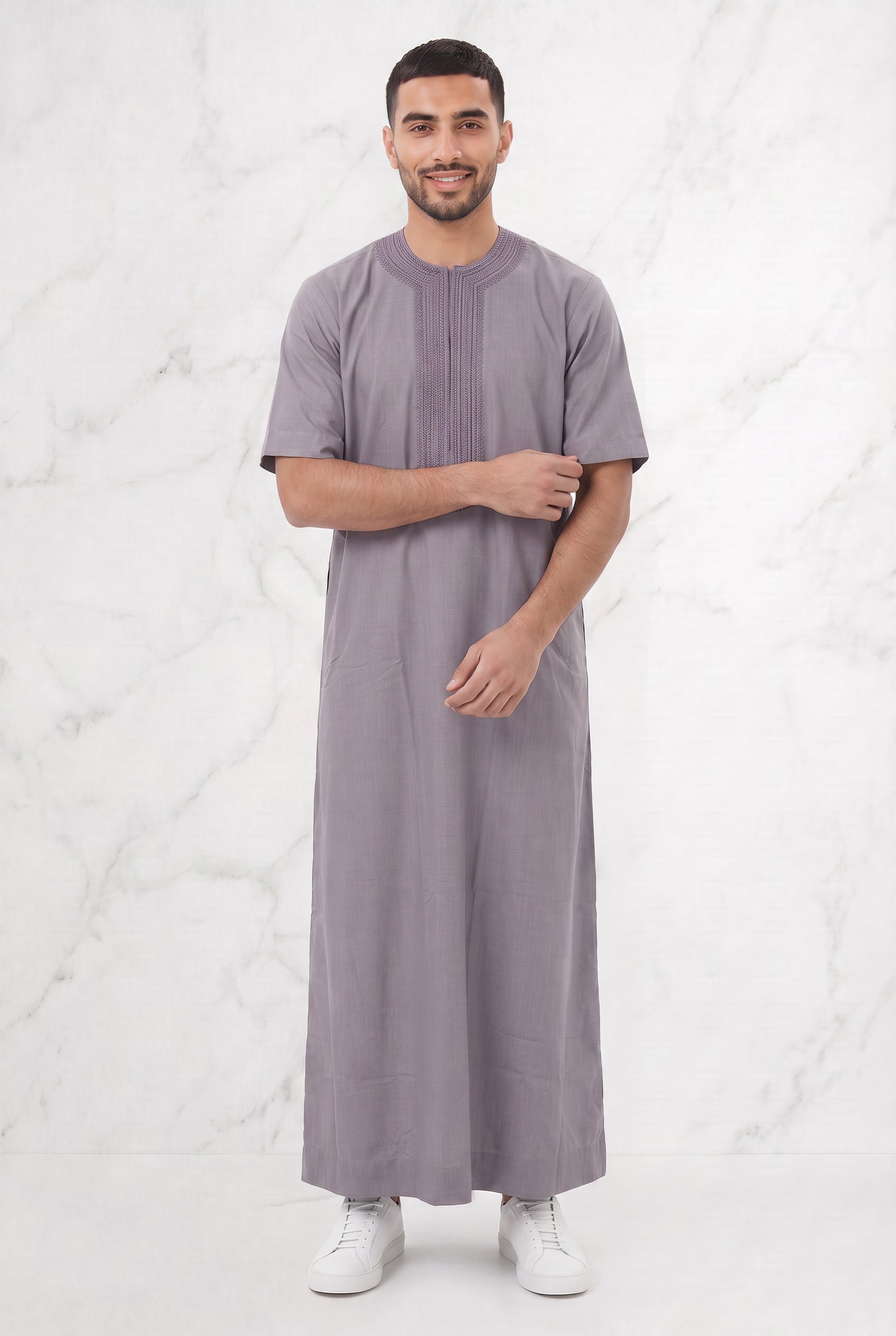 Morrocan Half Sleeve Grey Thobe 1512-13