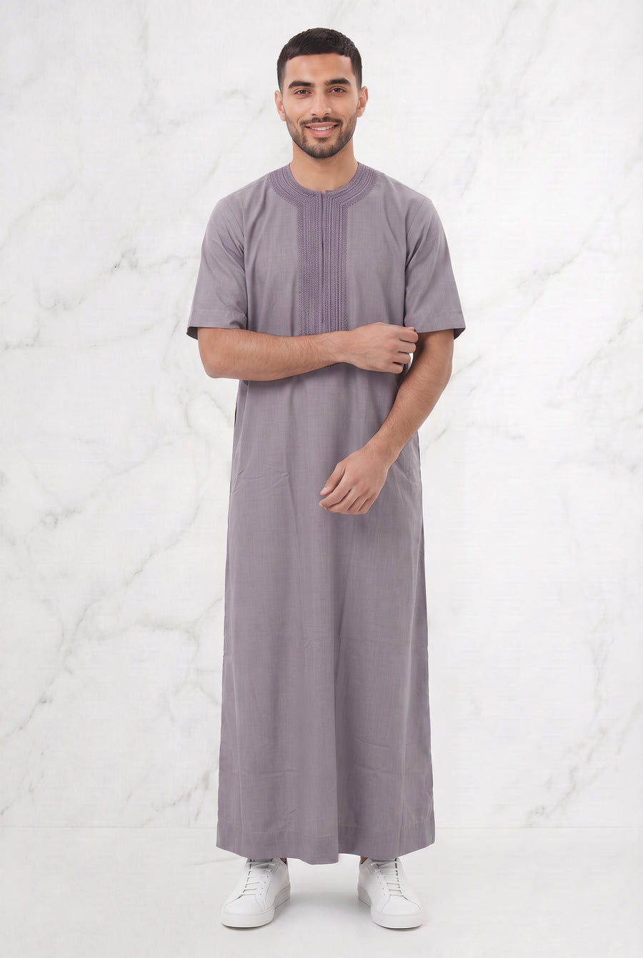 Morrocan Half Sleeve Grey Thobe 1512-13